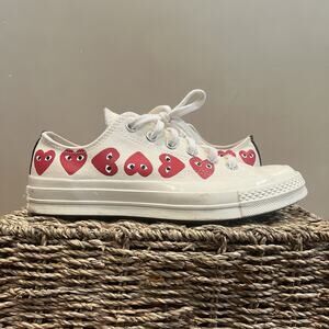 Converse Chuck Low Comme Des Garcons Play Heart Mens Sz 6 Women sz 8 US